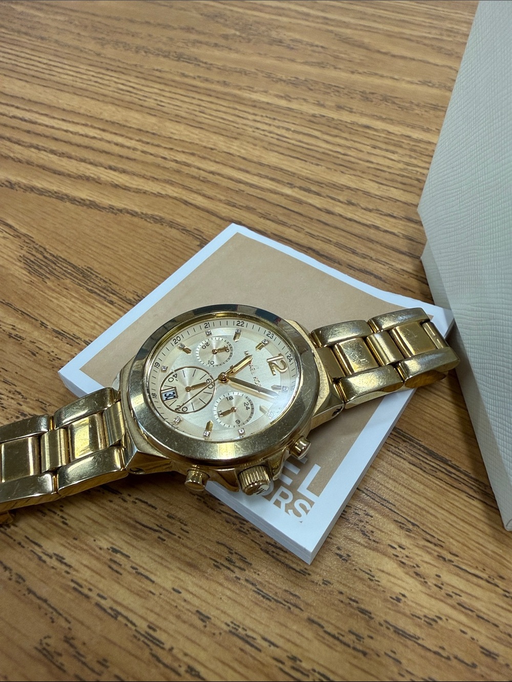 Michael Kors MK6434 Gold Tone Chronograph Watch Date Dial Bracelet Watch - Picture 5 of 12